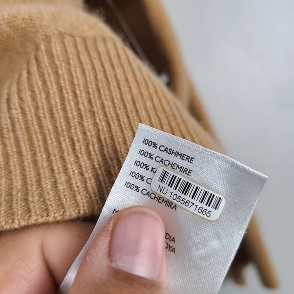 Anthropologie The Alani Cashmere Mock-Neck Sweater by Pilcro in Sand Dollar 1X - Picture 9 of 11